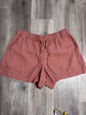 GAP Women's Rust Drawstring Linen-Blend Shorts
